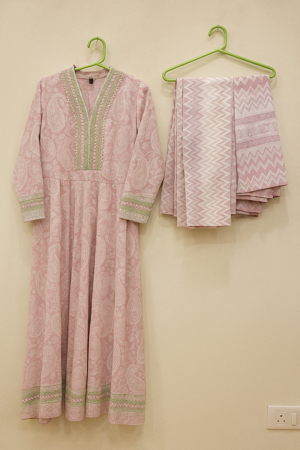 Blush Pink Paisley Cotton Anarkali Set
