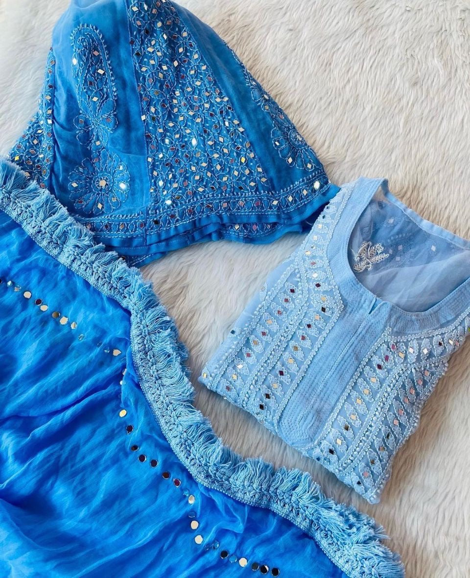 Noor-e-Nazaakat: Lucknowi Mirror Work Sharara Set