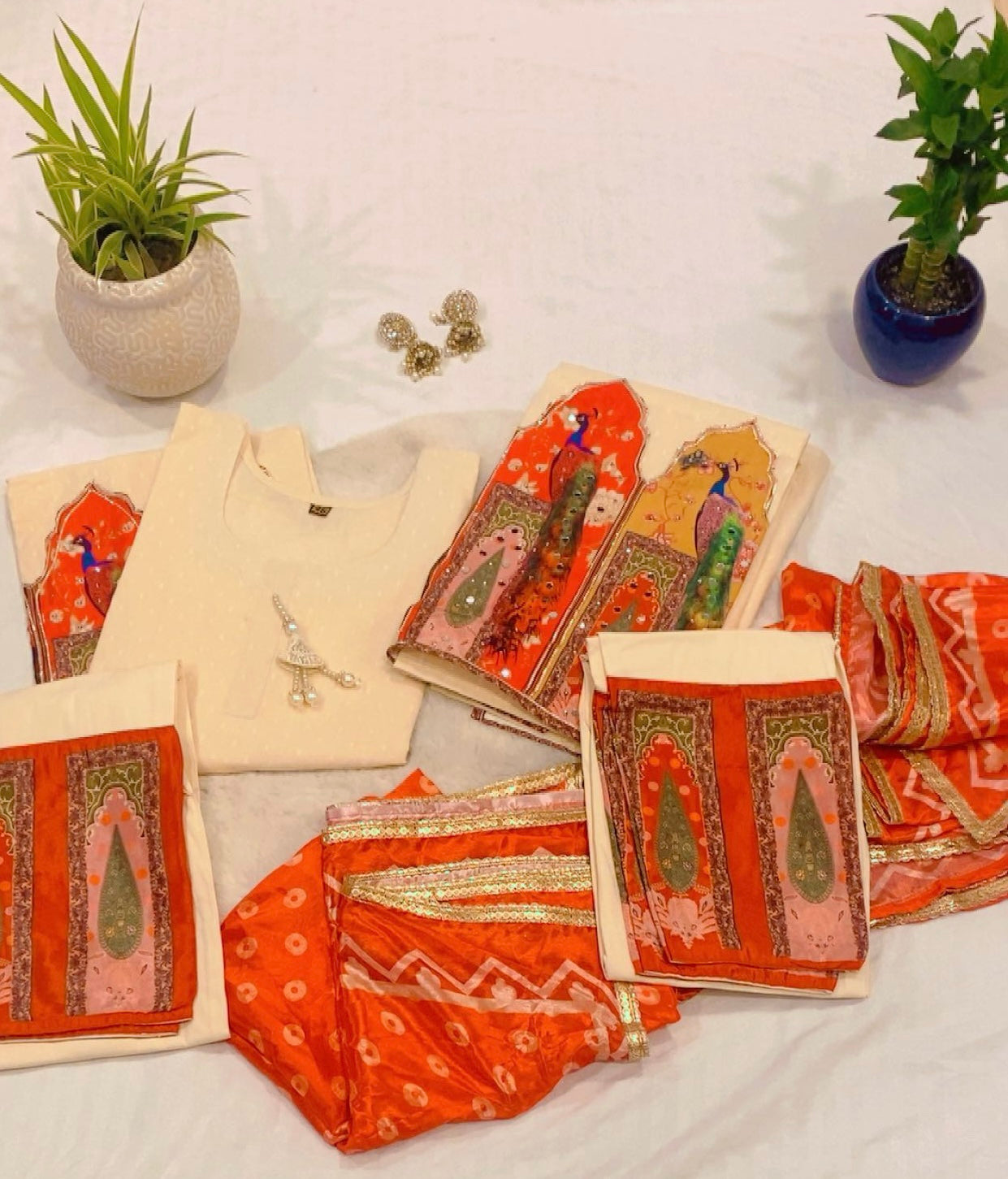 Mirror Work Rajasthani Print Suit Set