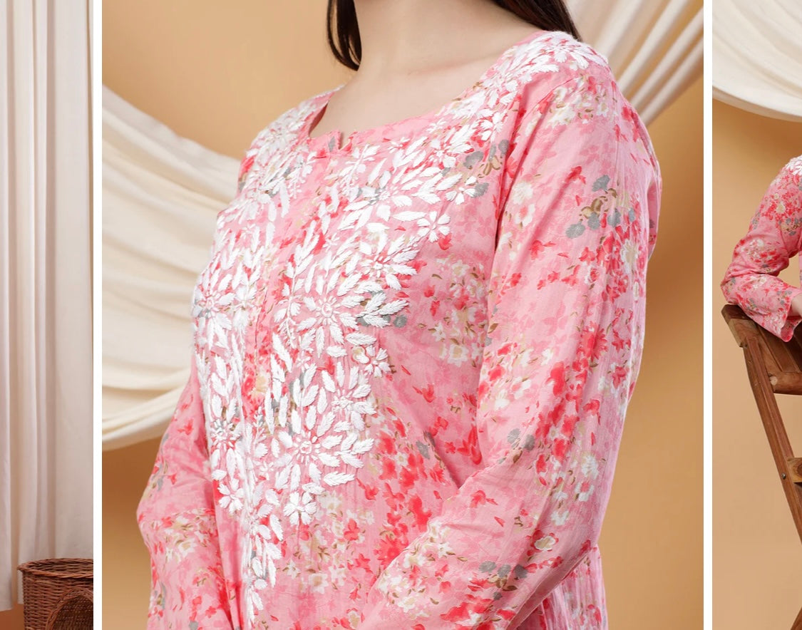 Noor-E-Nazaakat: Mul Cotton Chikankari Kurti