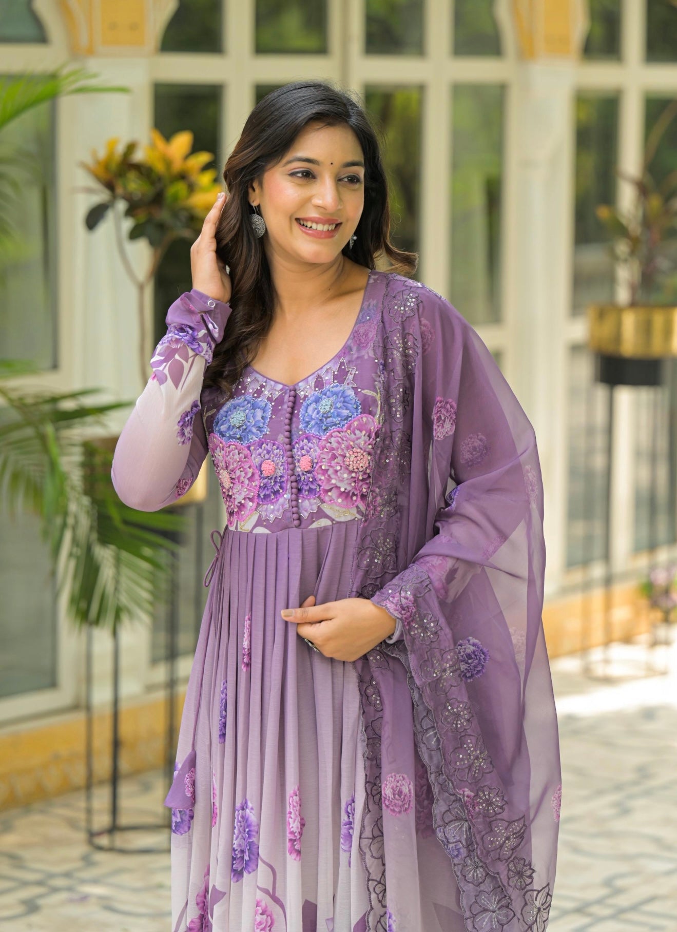 Pastel Bloom Chiffon Suit Set