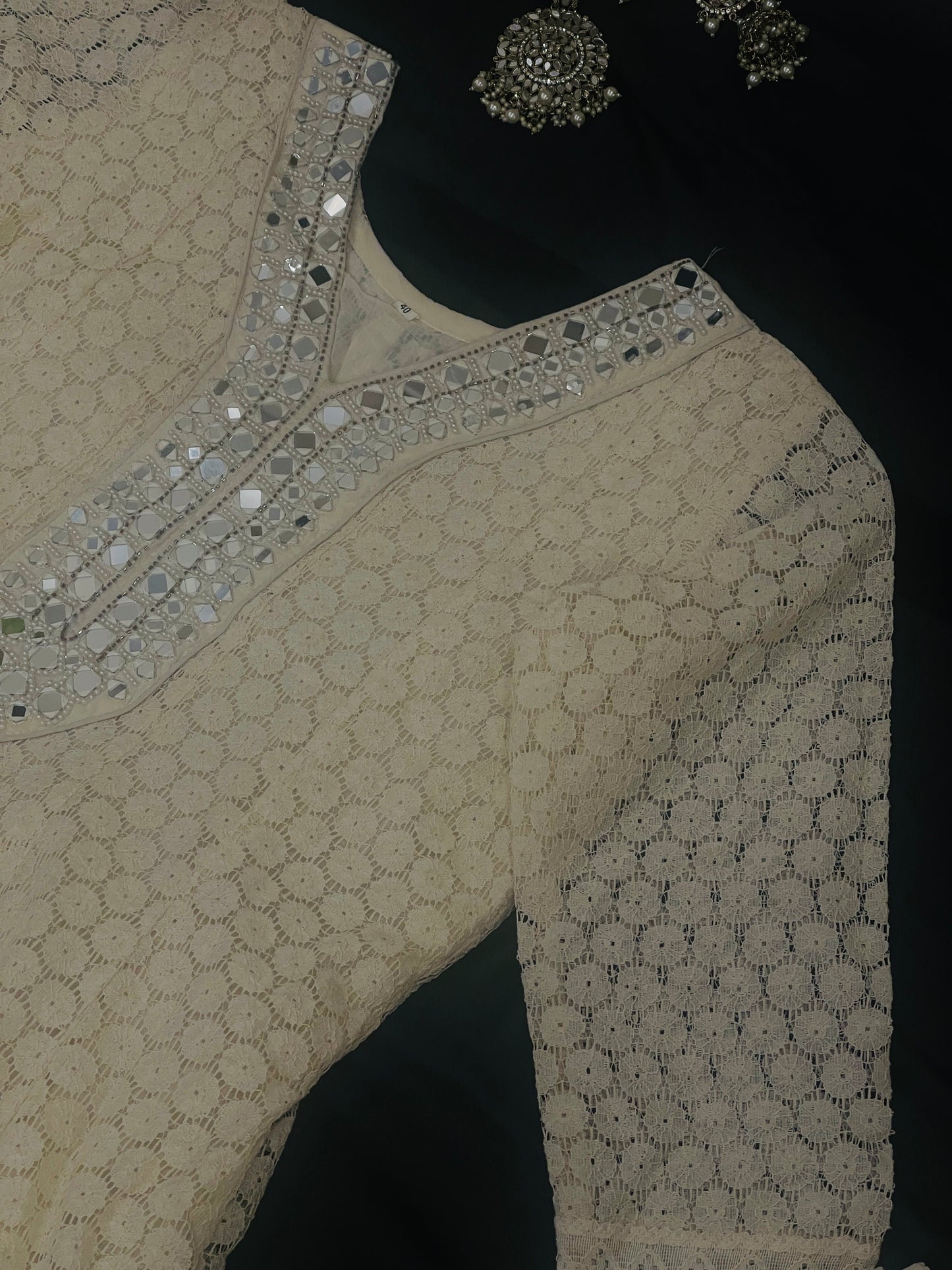 Nazakat in White: Handworked Anarkali