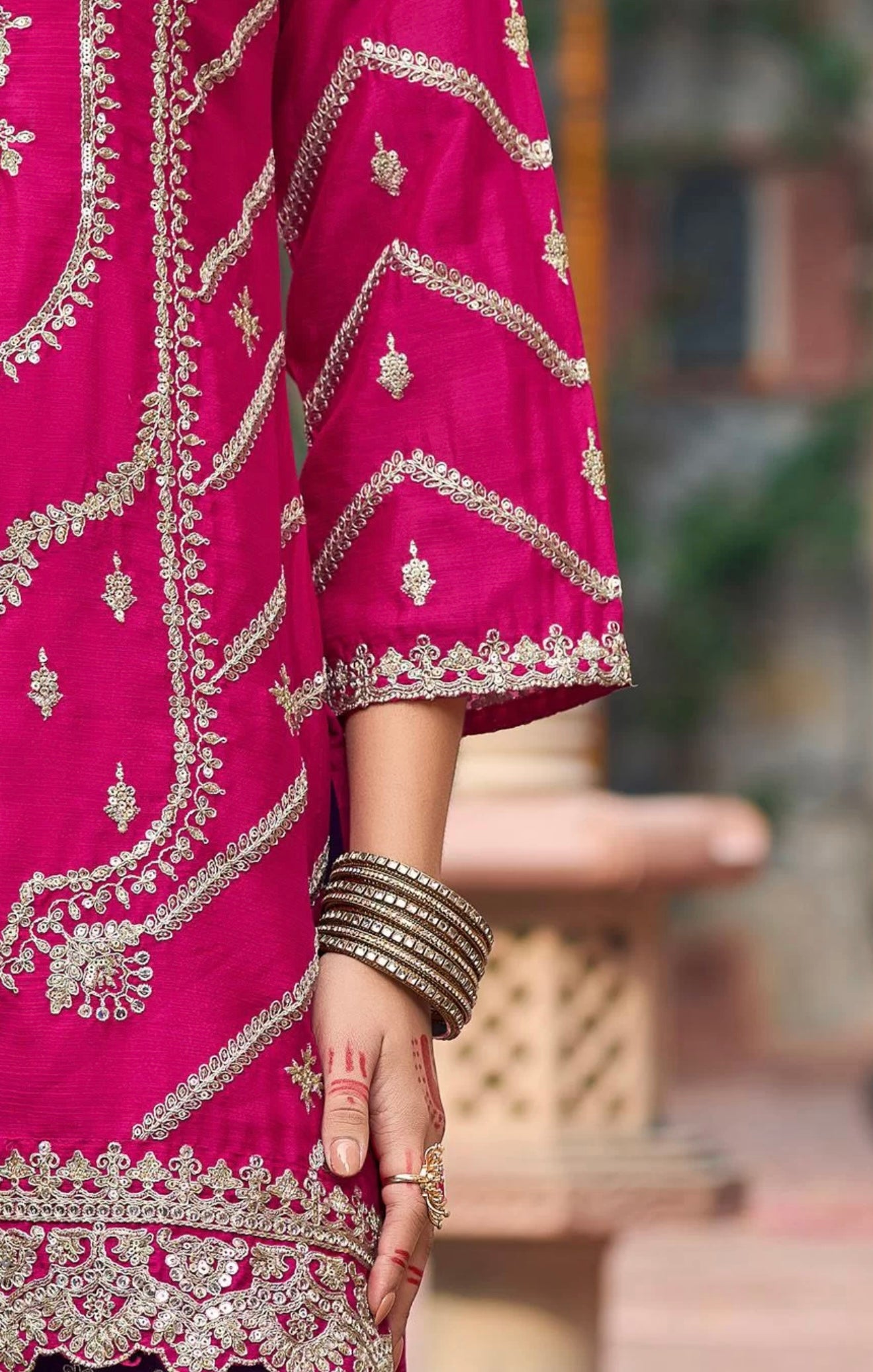 Pink & Purple Embroidered Sharara Suit