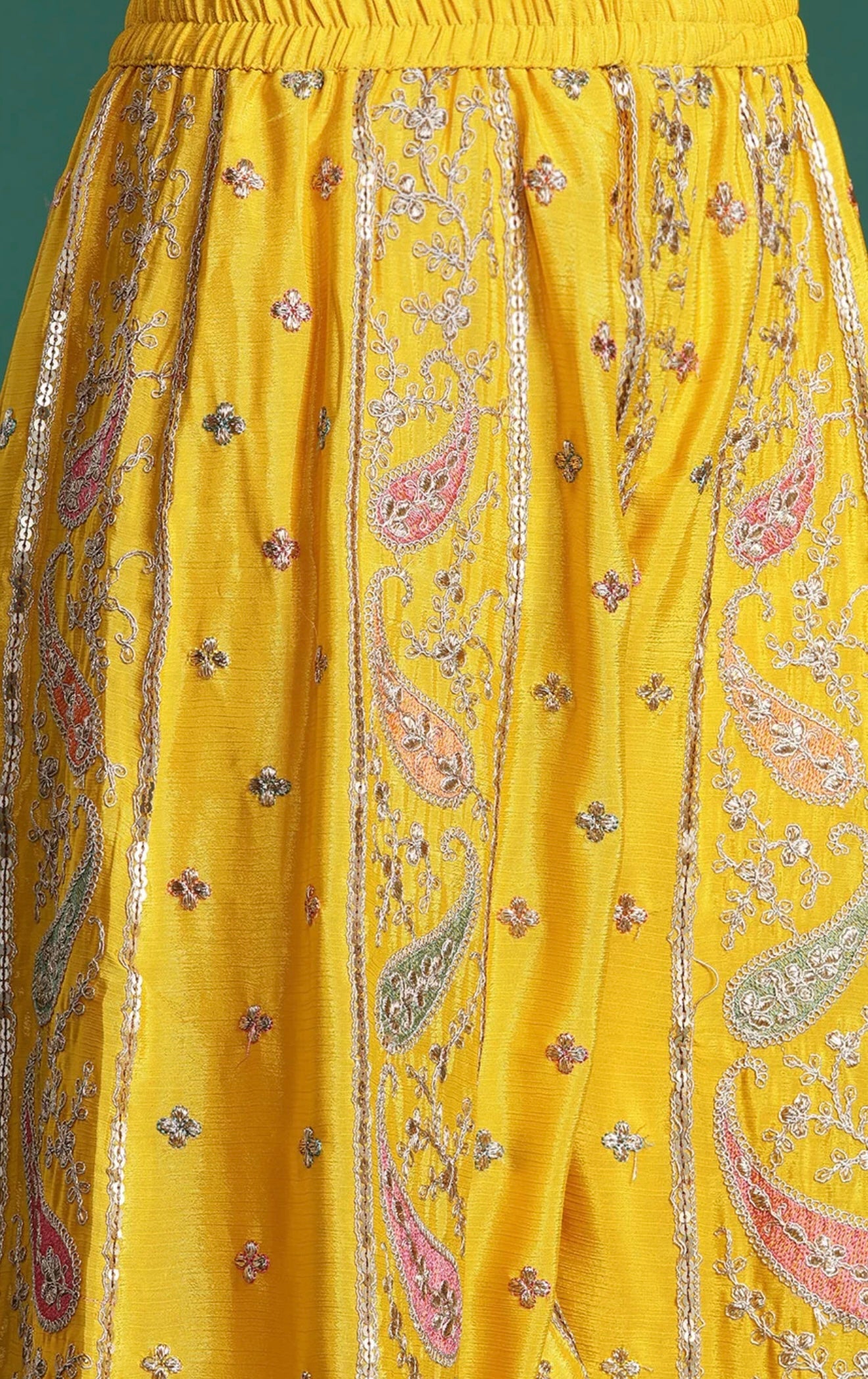Mustard Yellow Embroidered Sharara Suit