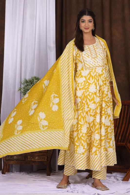Gulnaar Handblock Cotton Suit Set
