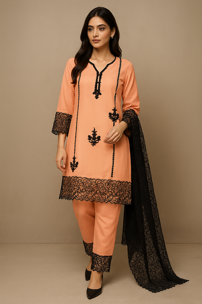 Noor-E-Nazakat: Georgette Embroidered Suit Set