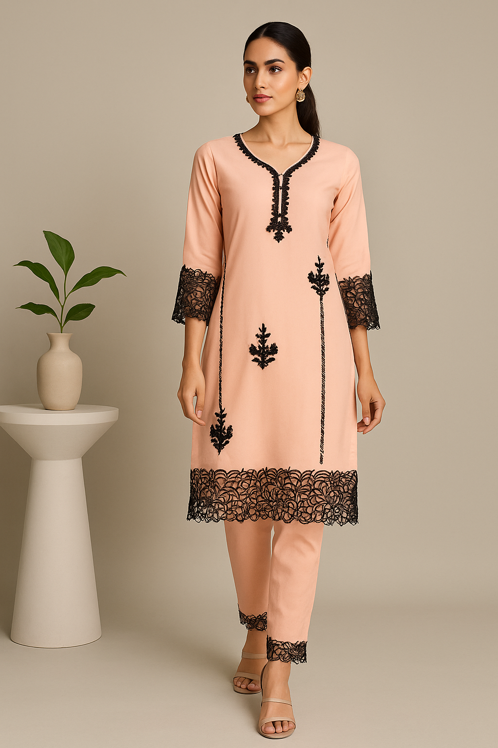Noor-E-Nazakat: Georgette Embroidered Suit Set
