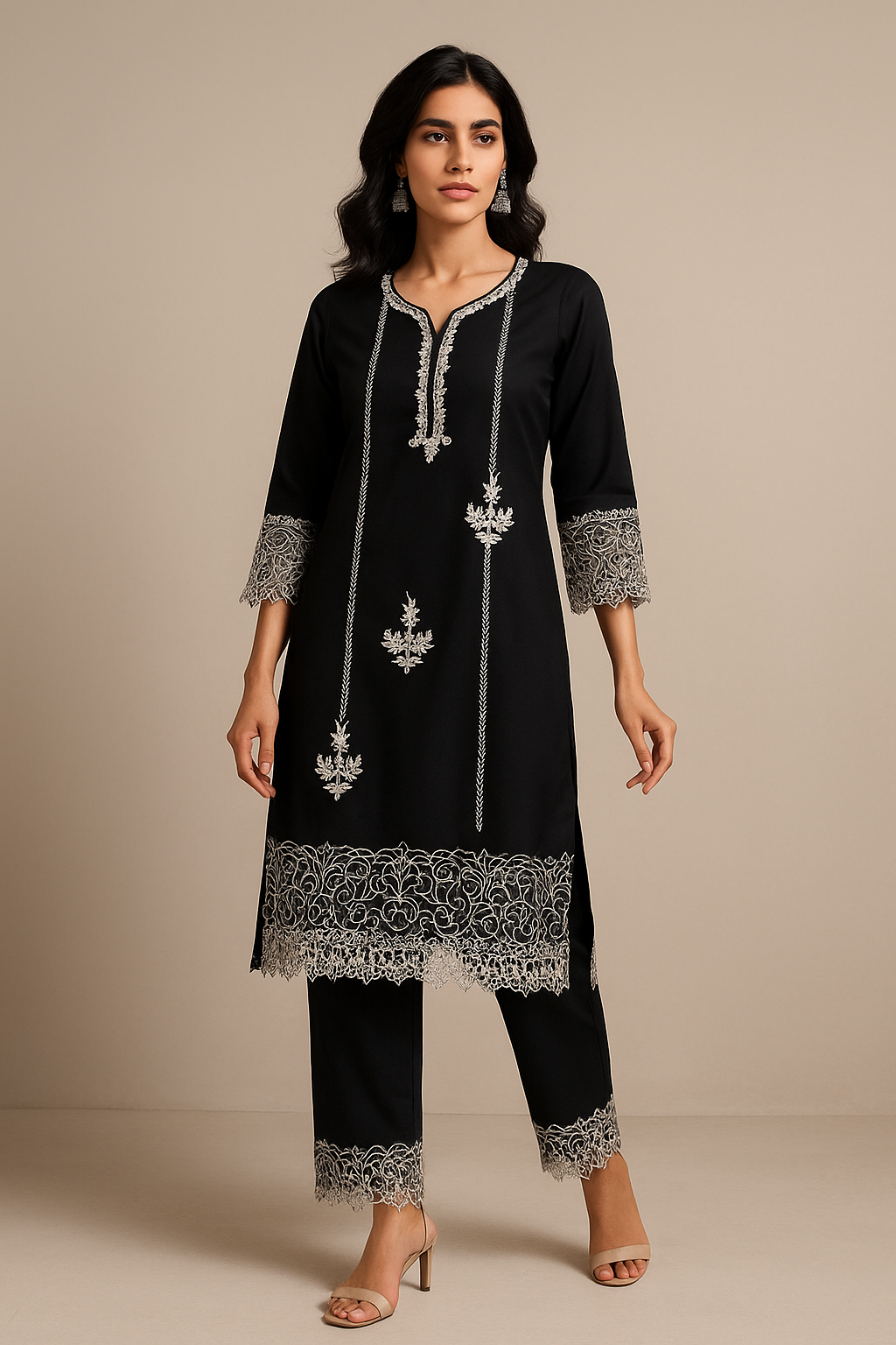 Noor-E-Nazakat: Georgette Embroidered Suit Set