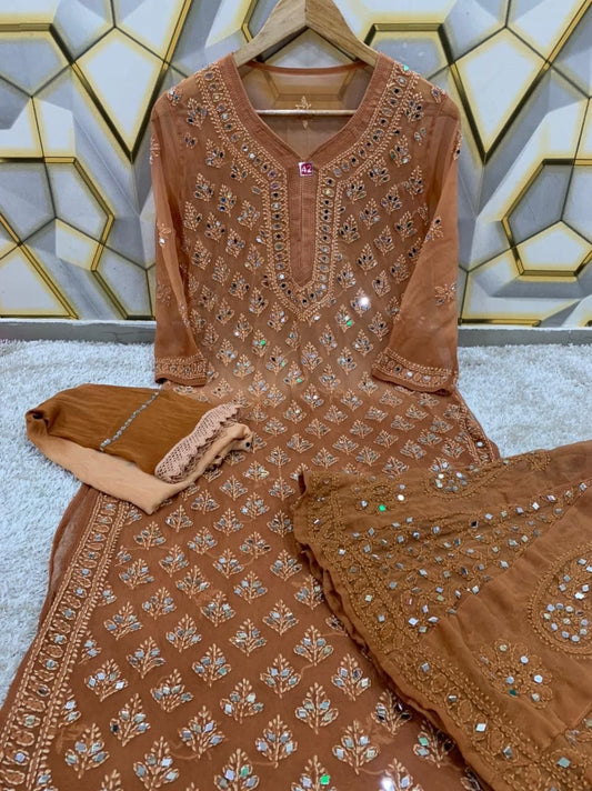 Ada-e-Awadh: Mirror Work Sharara Suit