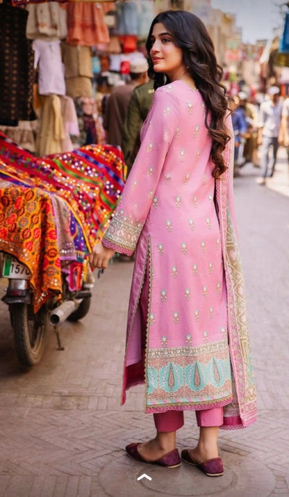 Gulbahaar Pink Printed Suit Set