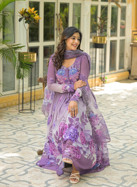 Pastel Bloom Chiffon Suit Set
