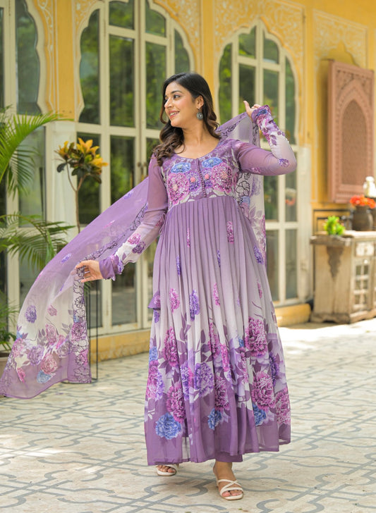 Pastel Bloom Chiffon Suit Set
