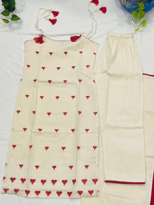 Khadi Heart Sleeveless Suit Set