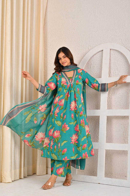 Lotus Flare Anarkali Kurta Set