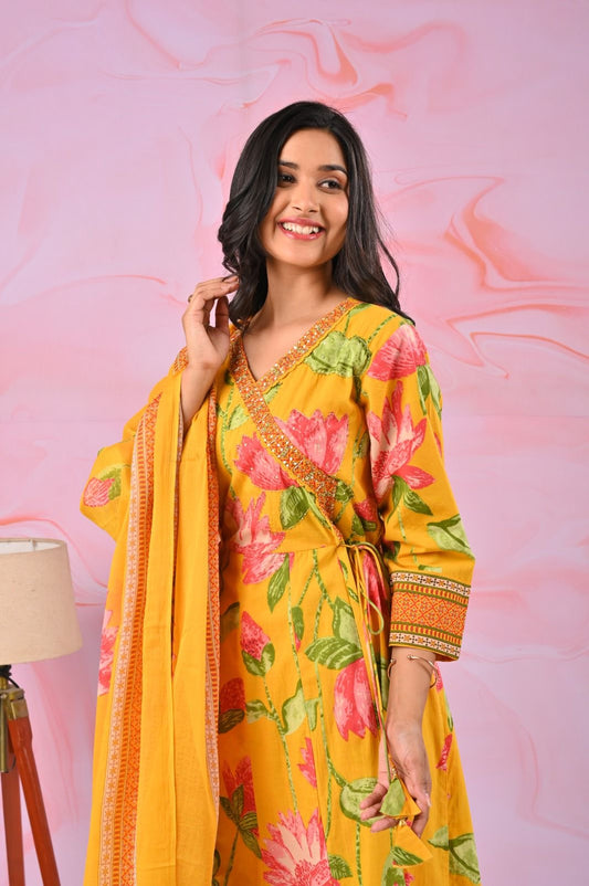 Sunlit Bloom Handblock Anarkali Suit Set