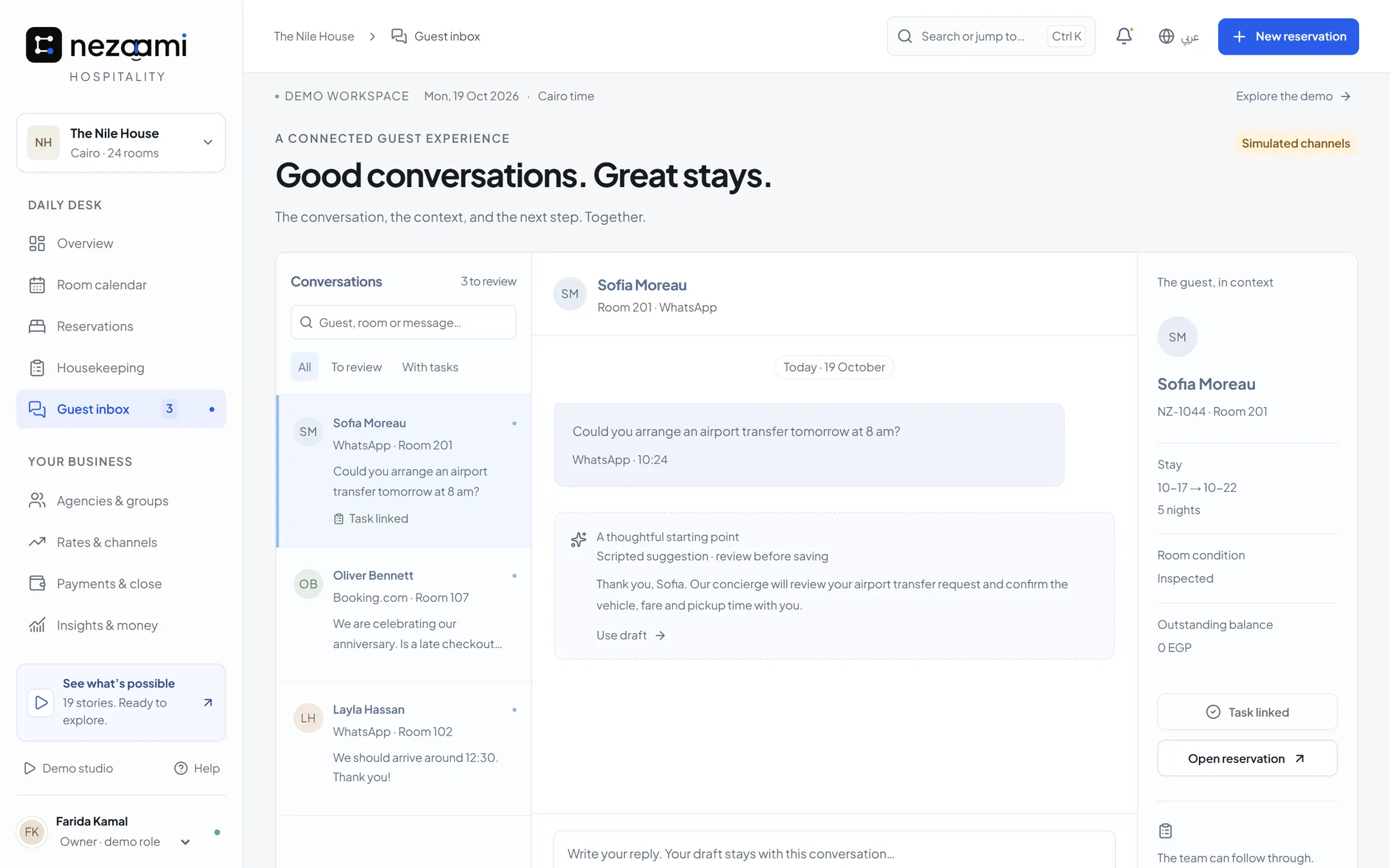 Every guest message in one inbox.